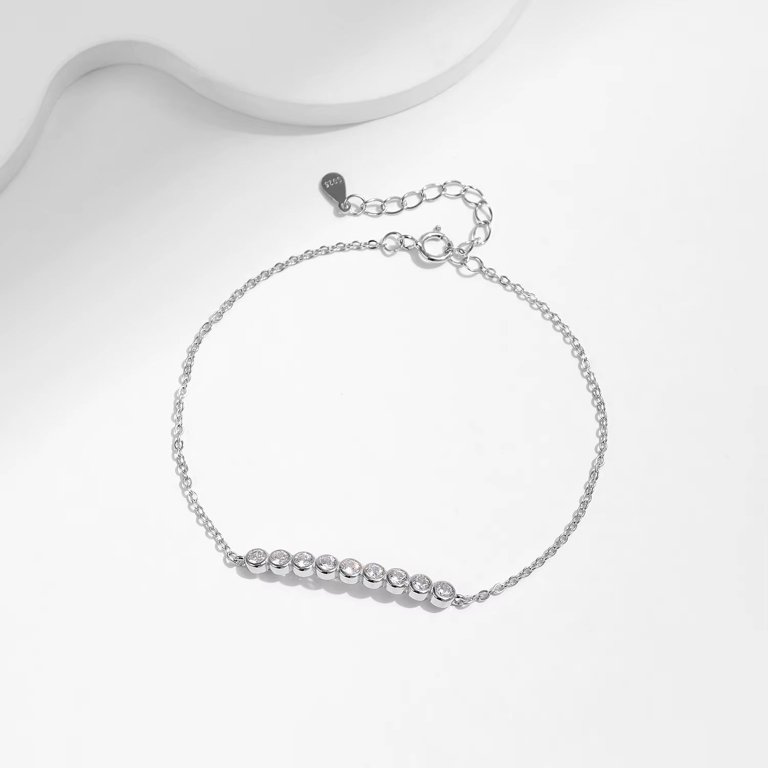 D Color Moissanite 925 Sterling Silver Simple Bracelet round Lab Diamond Chain Link Jewelry for Women Luxury Wedding Gift