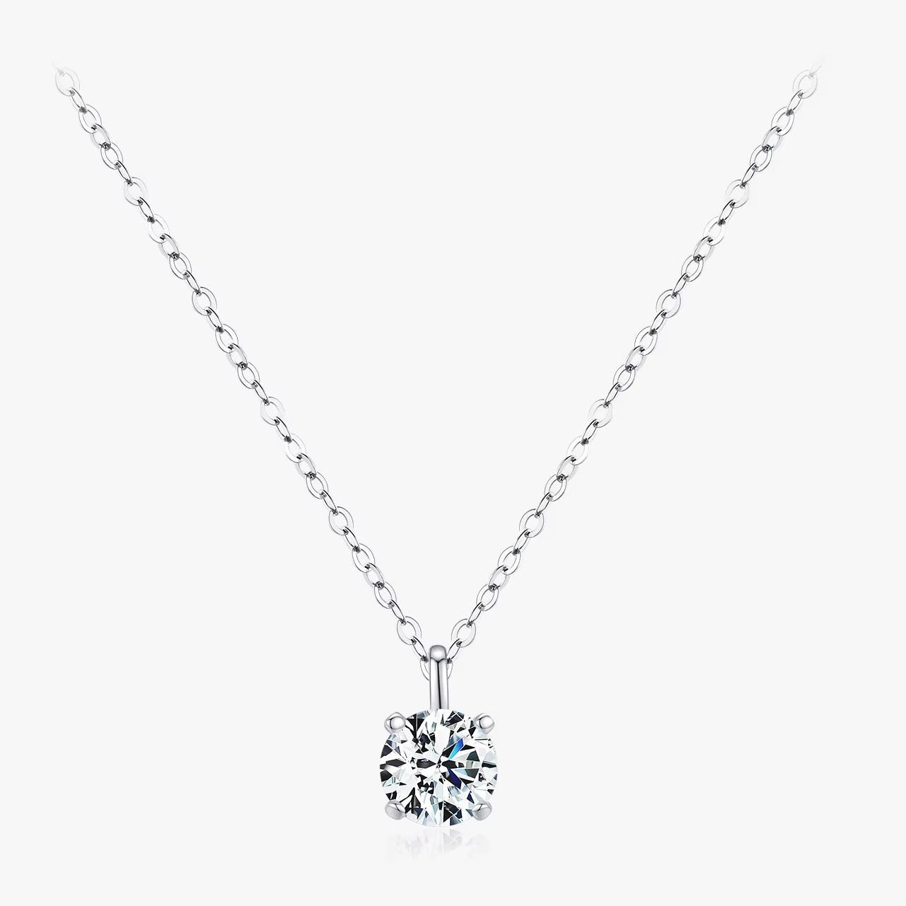 1CT Prong Setting Moissanite Necklace D Color VVS1 Lab Diamond Pendant for Women 925 Sterling Silver Wedding Jewelry