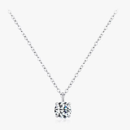 1CT Prong Setting Moissanite Necklace D Color VVS1 Lab Diamond Pendant for Women 925 Sterling Silver Wedding Jewelry