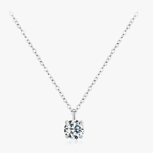 1CT Prong Setting Moissanite Necklace D Color VVS1 Lab Diamond Pendant for Women 925 Sterling Silver Wedding Jewelry