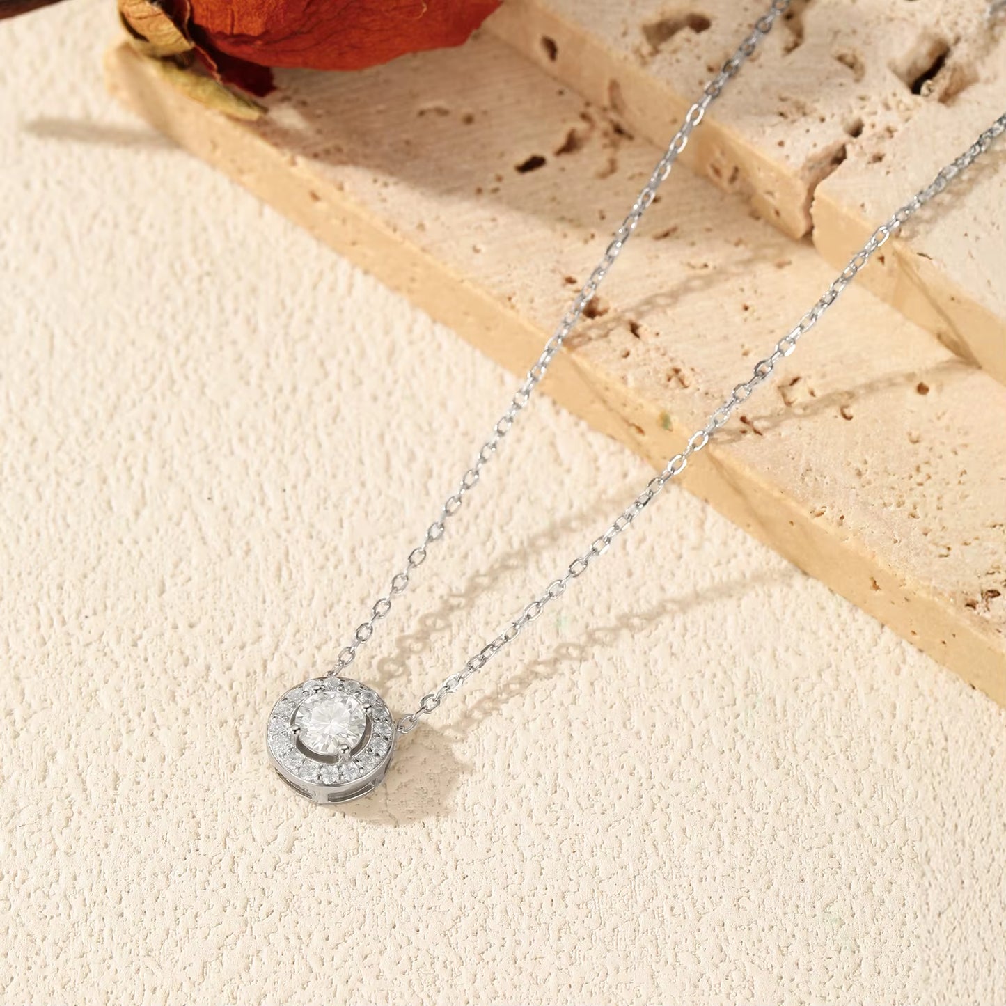 Classic Moissanite Link Chain Necklace 925 Sterling Silver Wedding Anniversary Pendant Necklace for Women Fine Jewelry