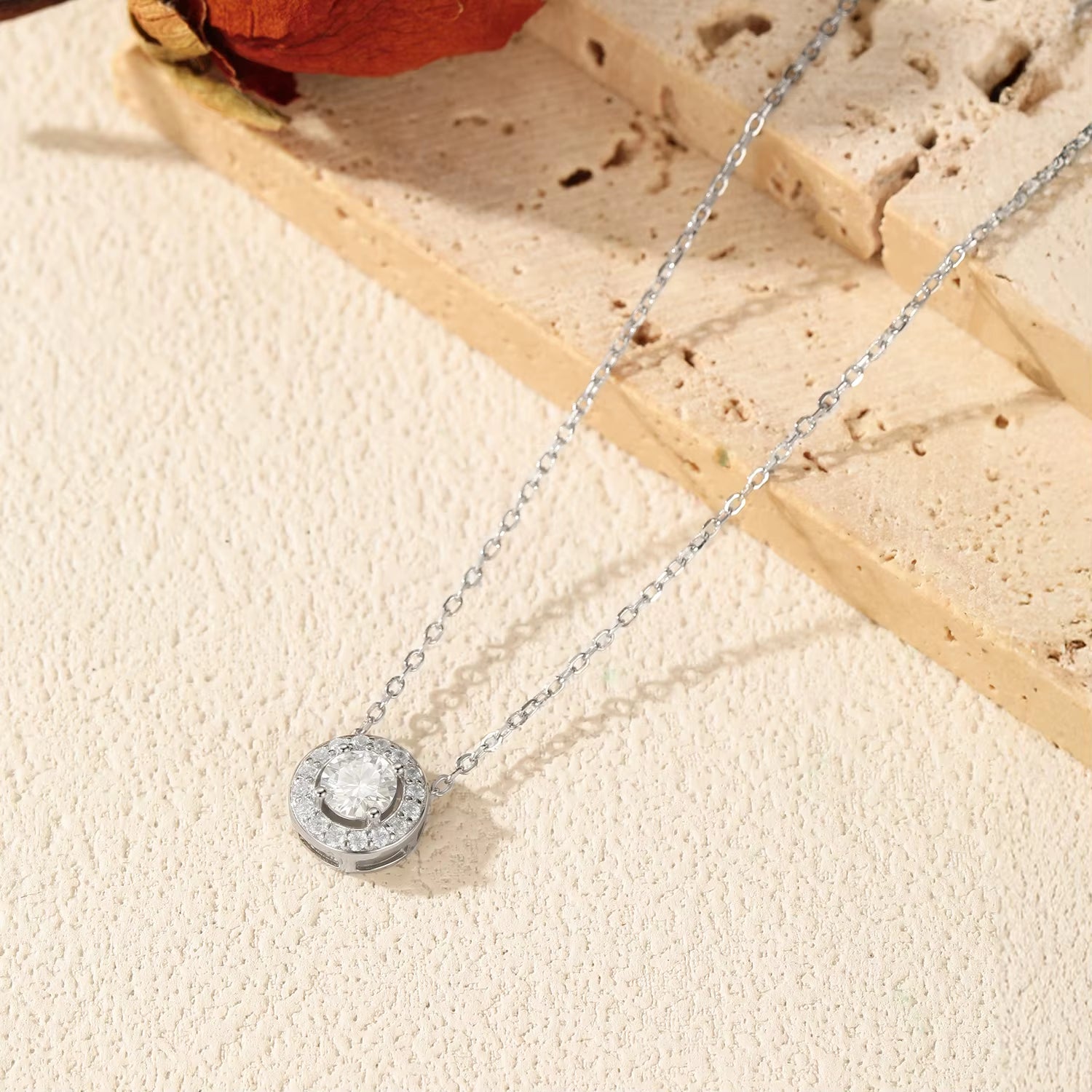 Classic Moissanite Link Chain Necklace 925 Sterling Silver Wedding Anniversary Pendant Necklace for Women Fine Jewelry