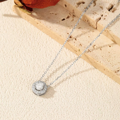 Classic Moissanite Link Chain Necklace 925 Sterling Silver Wedding Anniversary Pendant Necklace for Women Fine Jewelry