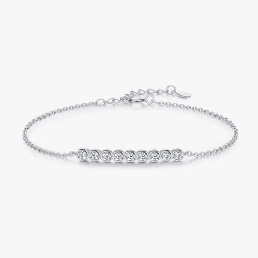D Color Moissanite 925 Sterling Silver Simple Bracelet round Lab Diamond Chain Link Jewelry for Women Luxury Wedding Gift